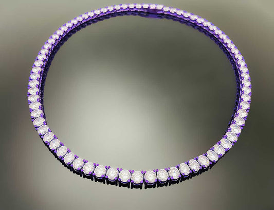 Color Tennis Chain Necklace with New Clasp Candy Purple