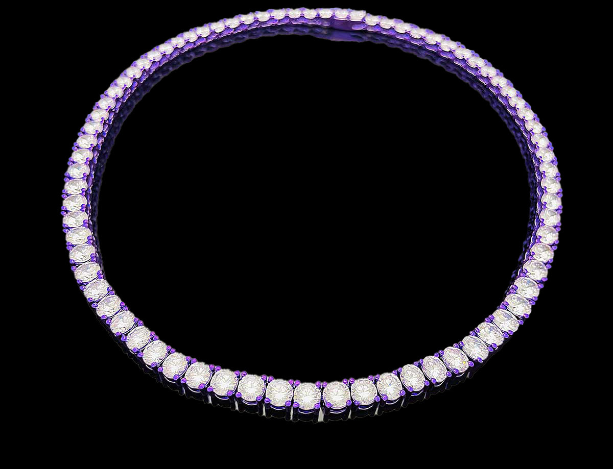 Color Tennis Chain Necklace with New Clasp Candy Purple