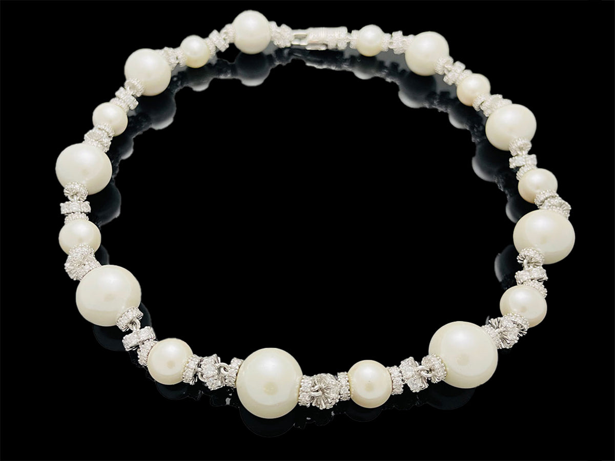 Iced Royal Shell Pearl Chain Necklace