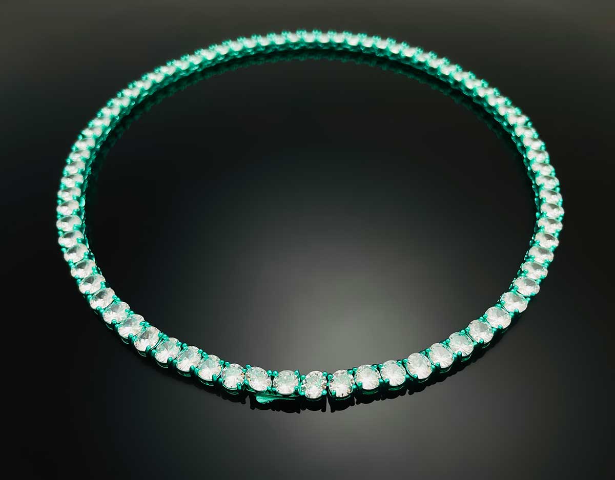 Color Tennis Chain Necklace with New Clasp Candy Mint