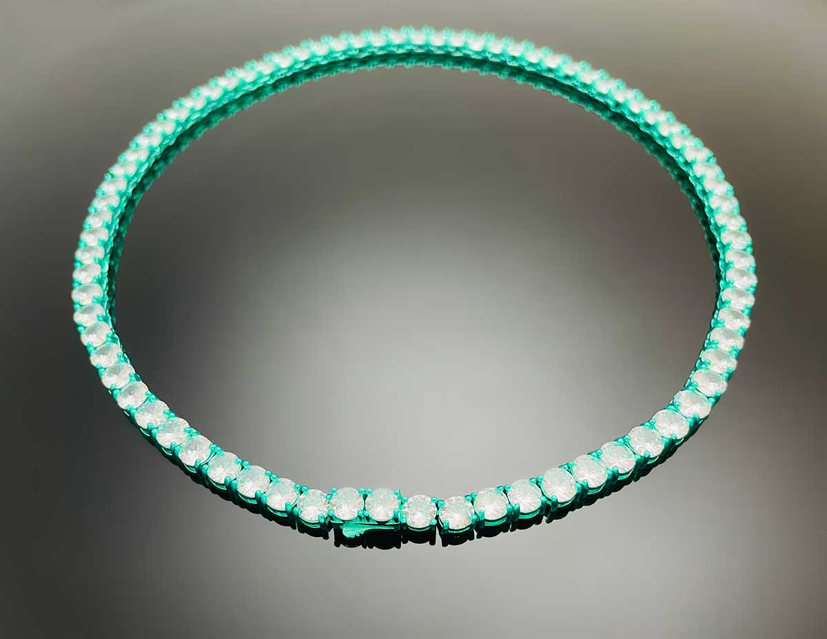 Color Tennis Chain Necklace with New Clasp Candy Mint