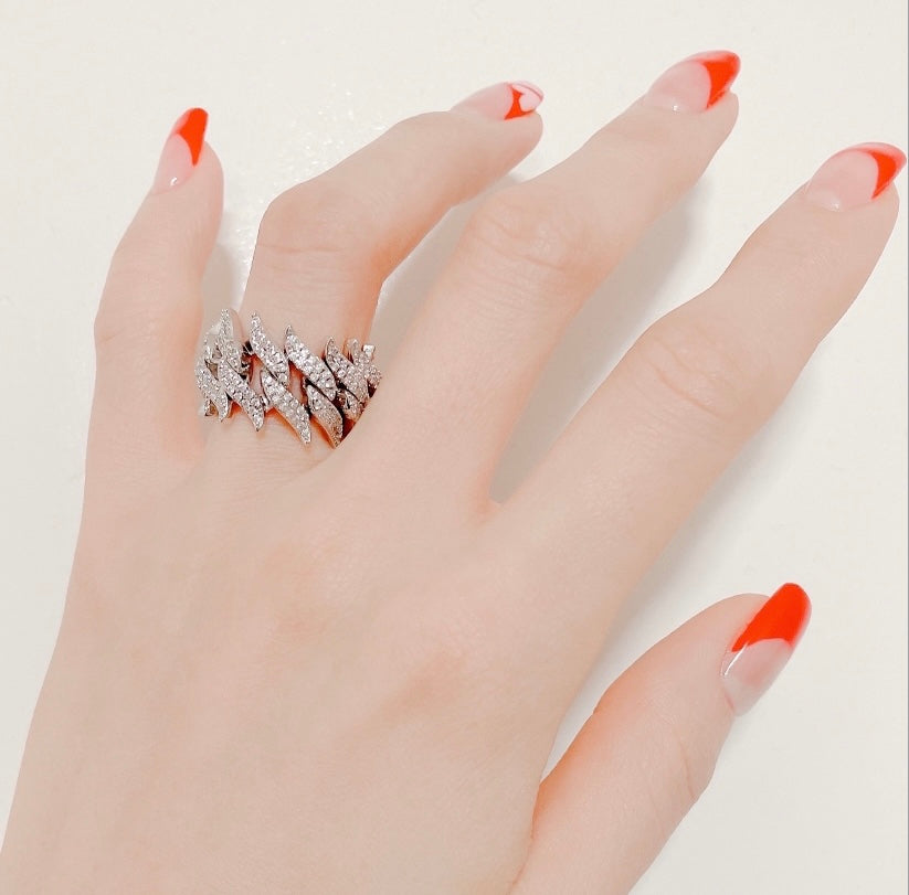 Fish bone Cuban Ring