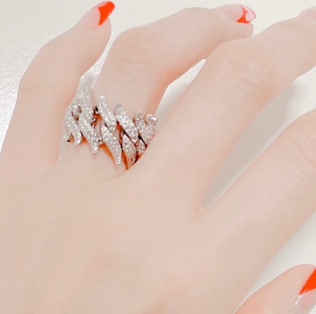 Fish bone Cuban Ring