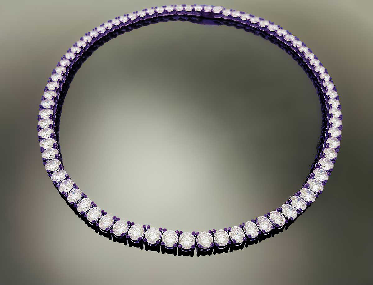 Color Tennis Chain Necklace with New Clasp Candy Purple