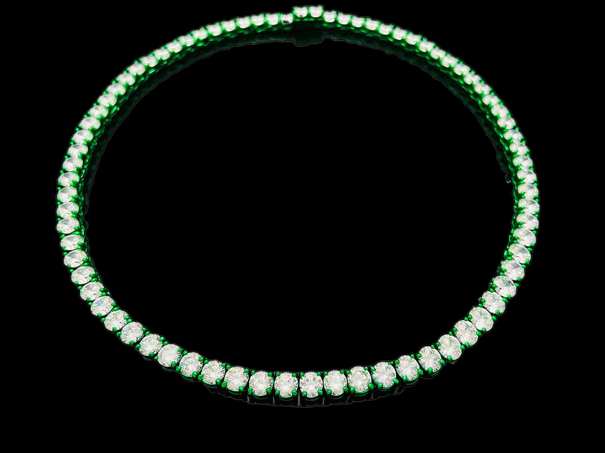 Color Tennis Chain Necklace with New Clasp Candy Green