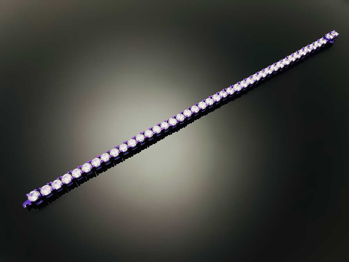 Color Tennis Chain Bracelet with New Clasp Candy Purple