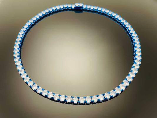 Color Tennis Chain Necklace with New Clasp Candy Blue