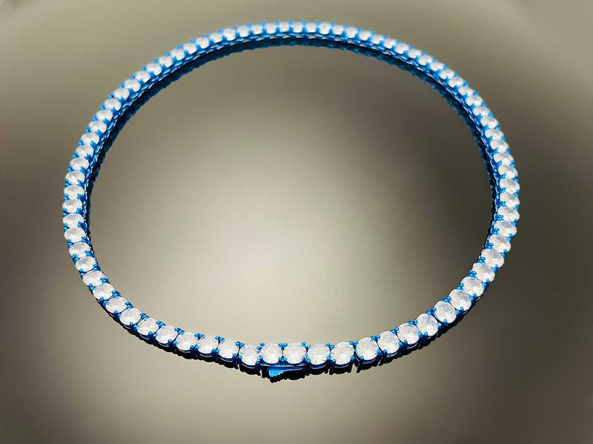 Color Tennis Chain Necklace with New Clasp Candy Blue