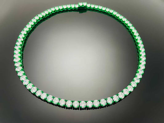 Color Tennis Chain Necklace with New Clasp Candy Green