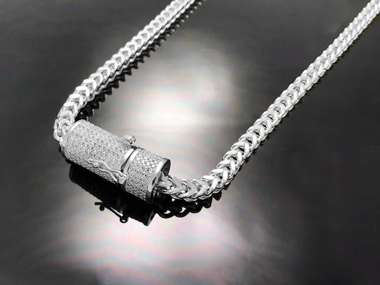 6mm Rope Chain with Iced clasp Necklace
