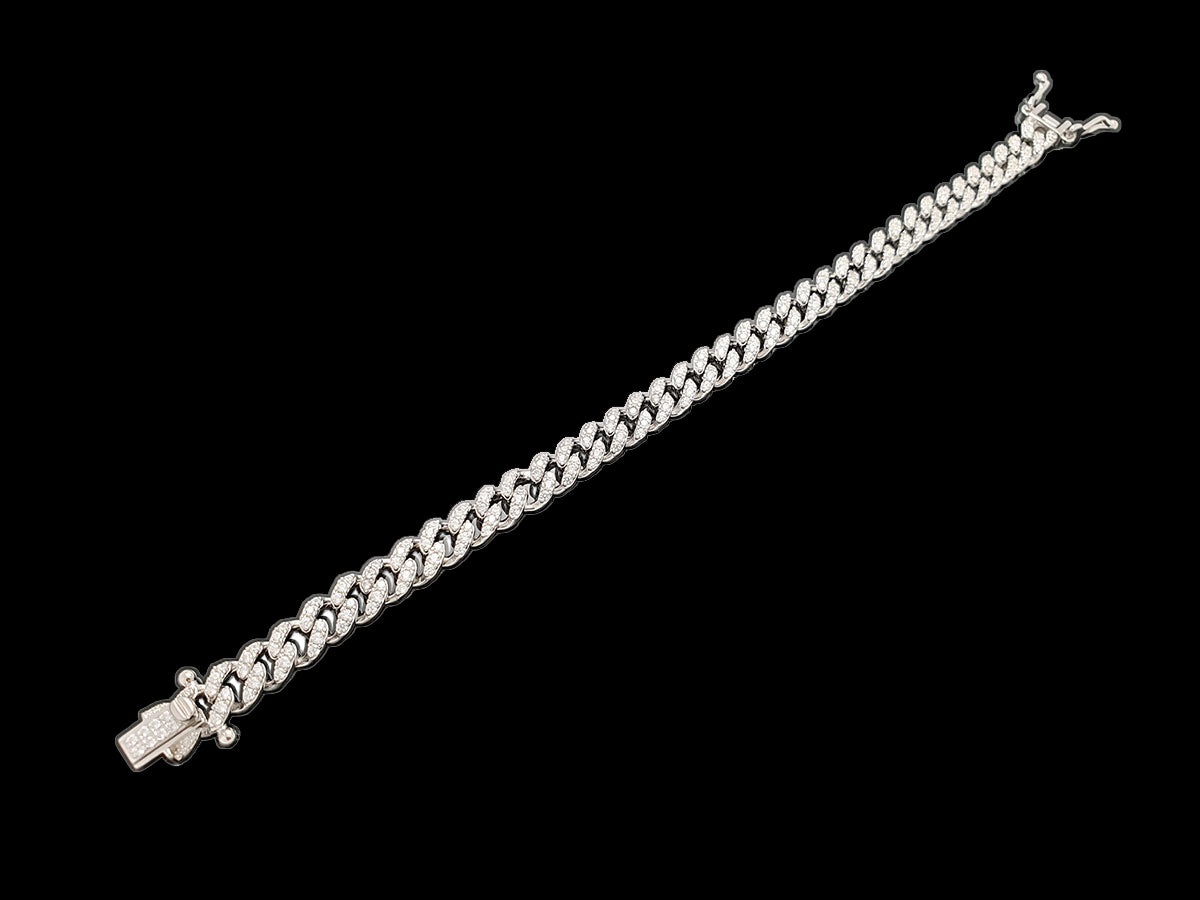 Iced Mini Cuban Chain Bracelet Sterling Silver