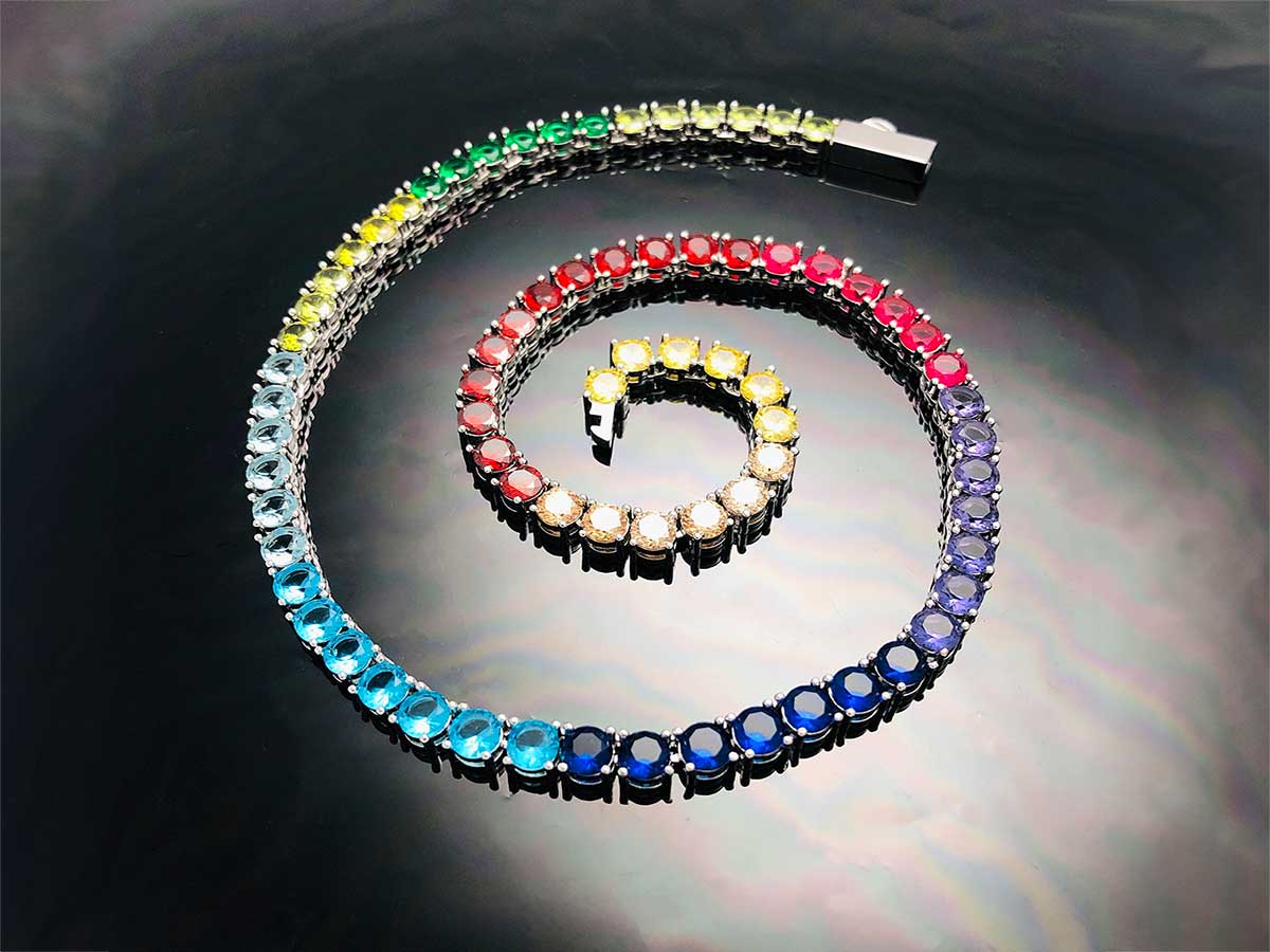 Made to Order - Multi Color Rainbow Tennis Chain Necklace