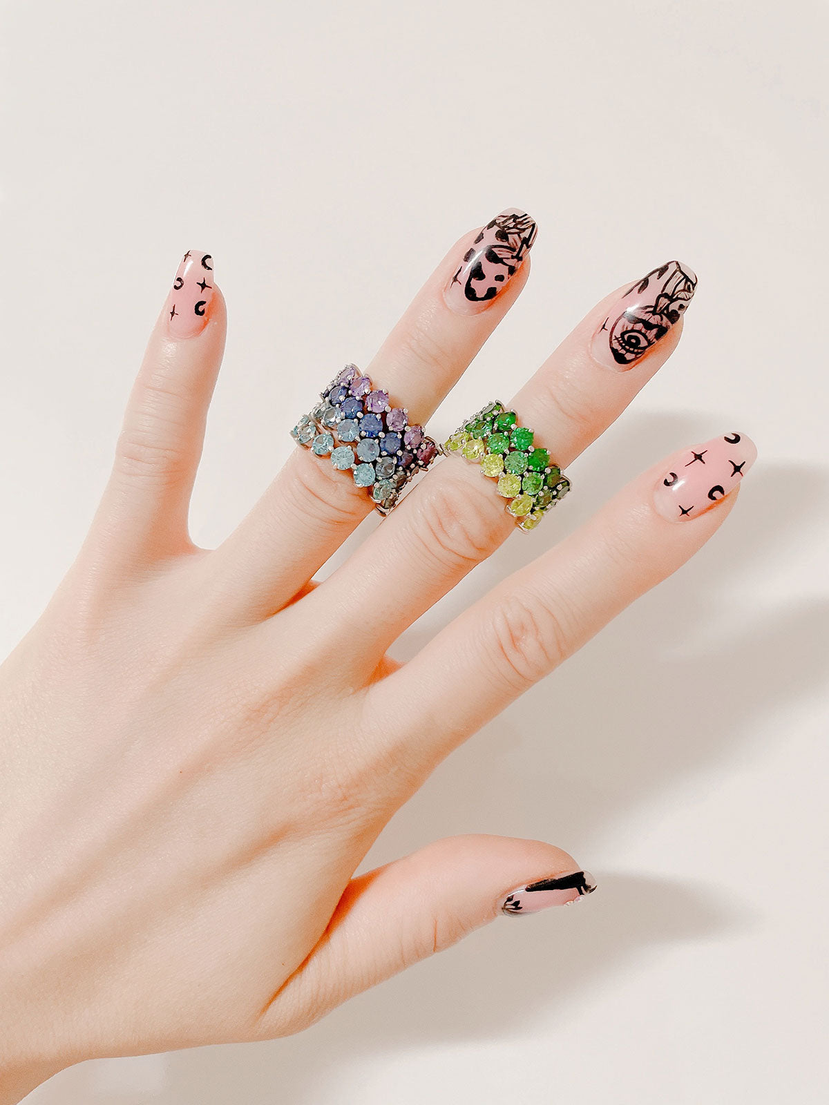 4prong Compass Layered Ring Green