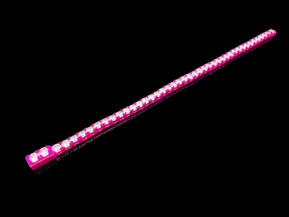 Color Tennis Chain Bracelet with New Clasp Candy Pink