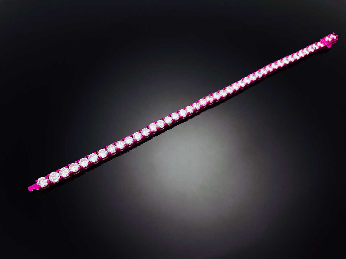 Color Tennis Chain Bracelet with New Clasp Candy Pink
