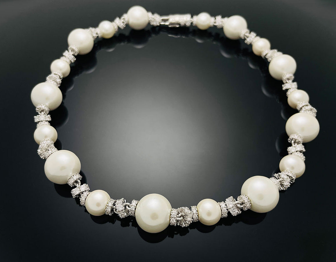 Iced Royal Shell Pearl Chain Necklace