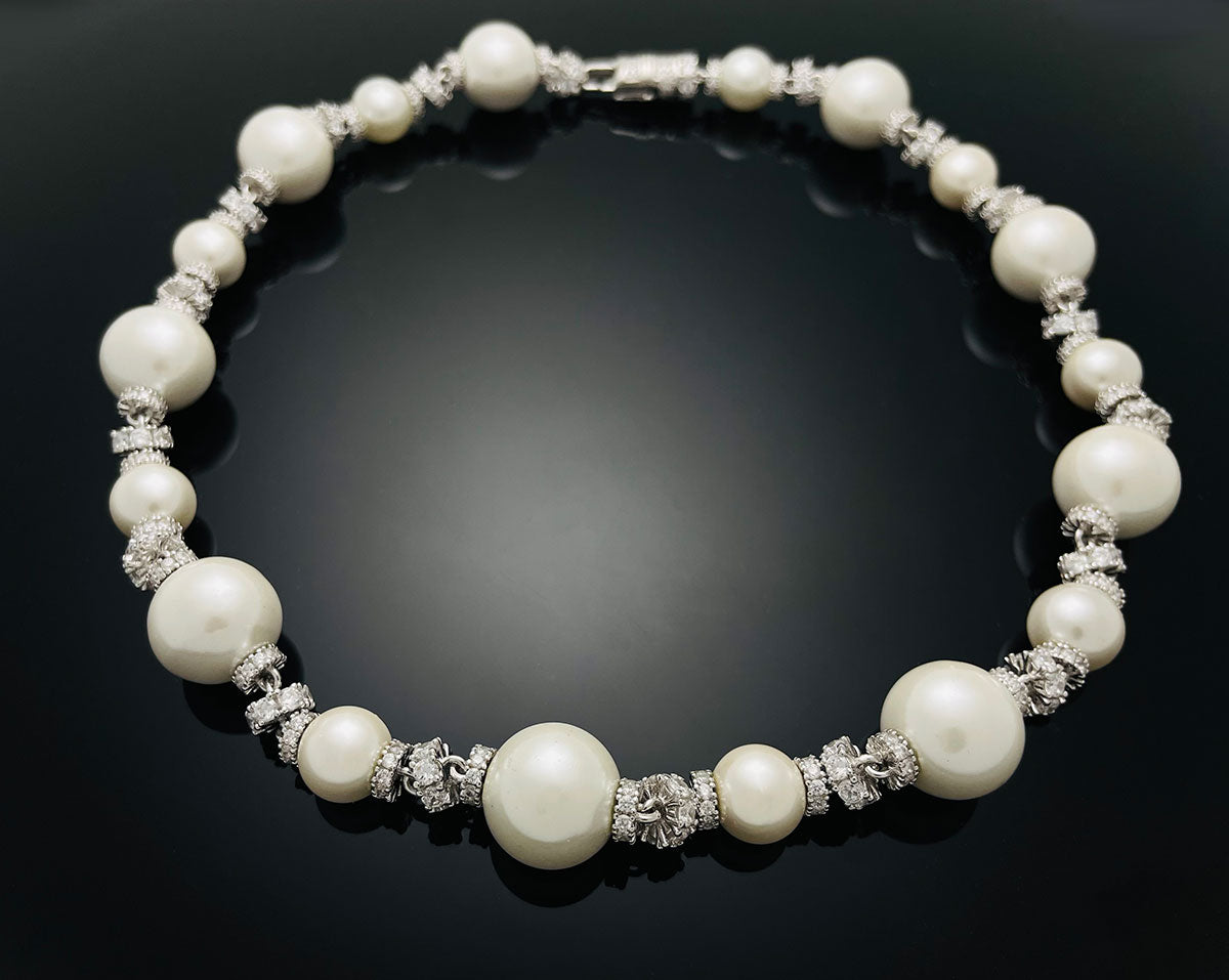 Iced Royal Shell Pearl Chain Necklace