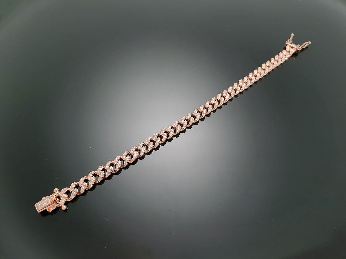 Iced Mini Cuban Chain Bracelet Sterling Silver