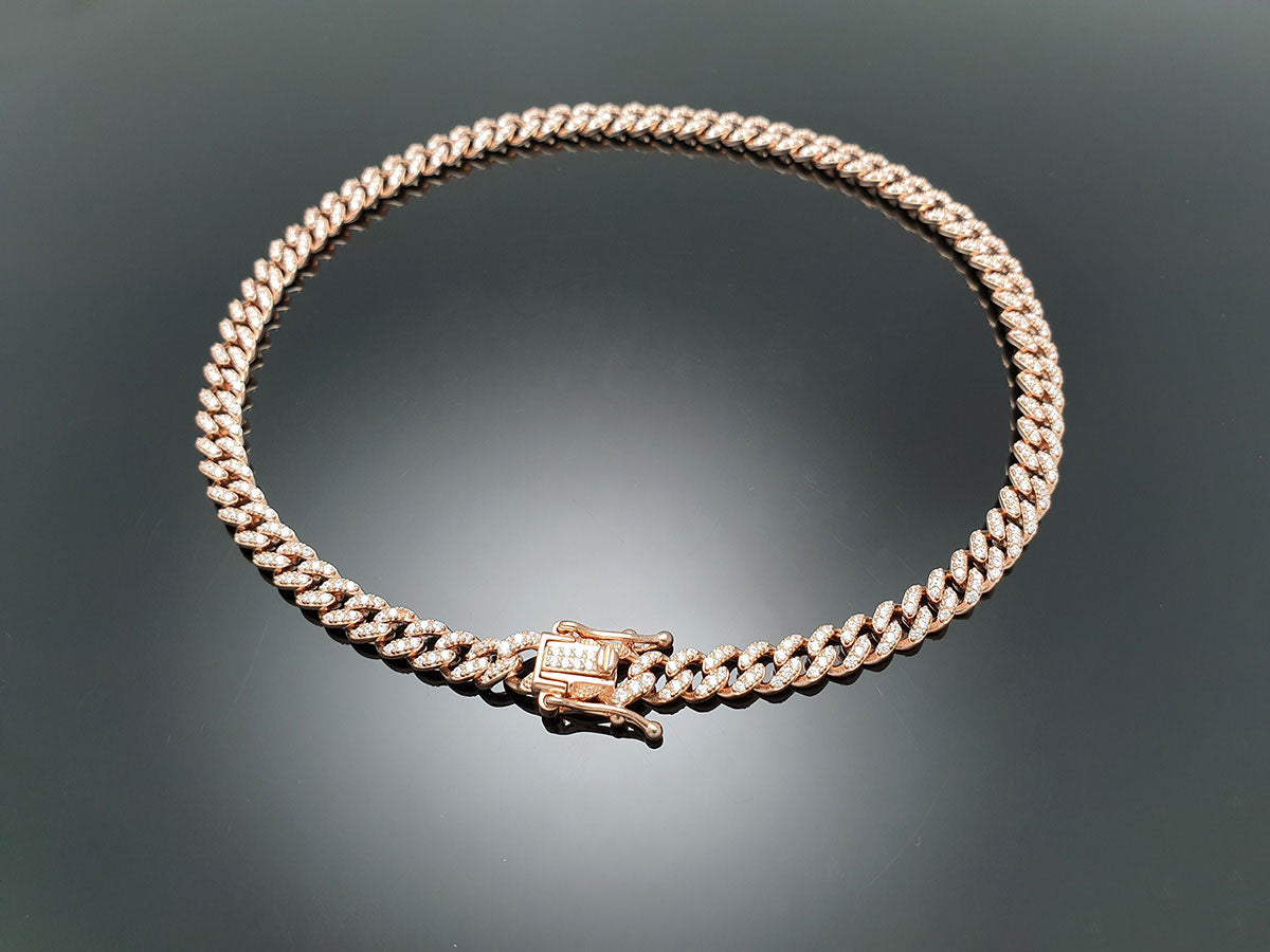 Iced Mini Cuban Chain Necklace Sterling Silver