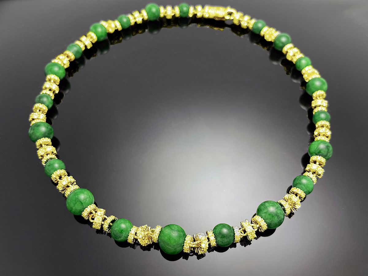 Iced Royal Jade Chain Necklace Sterling Silver
