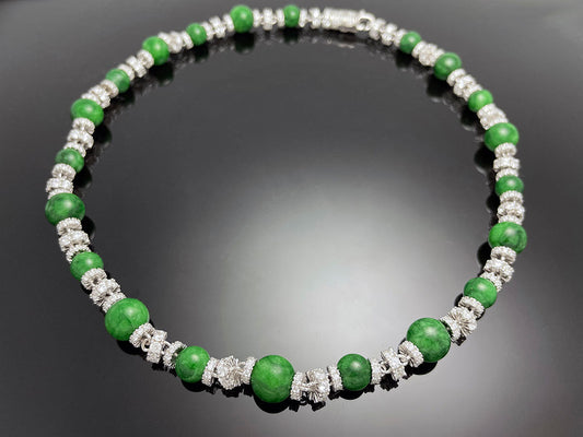 Iced Royal Jade Chain Necklace Sterling Silver