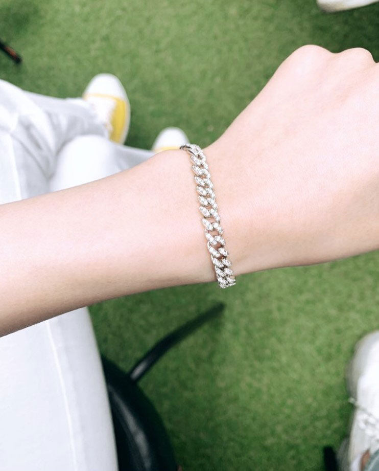 Iced Mini Cuban Chain Bracelet Sterling Silver