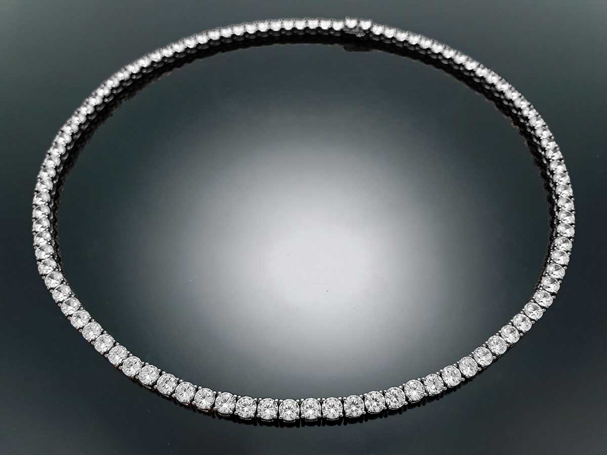 Sterling Silver Tennis Necklace 4prong 4mm with New Clasp