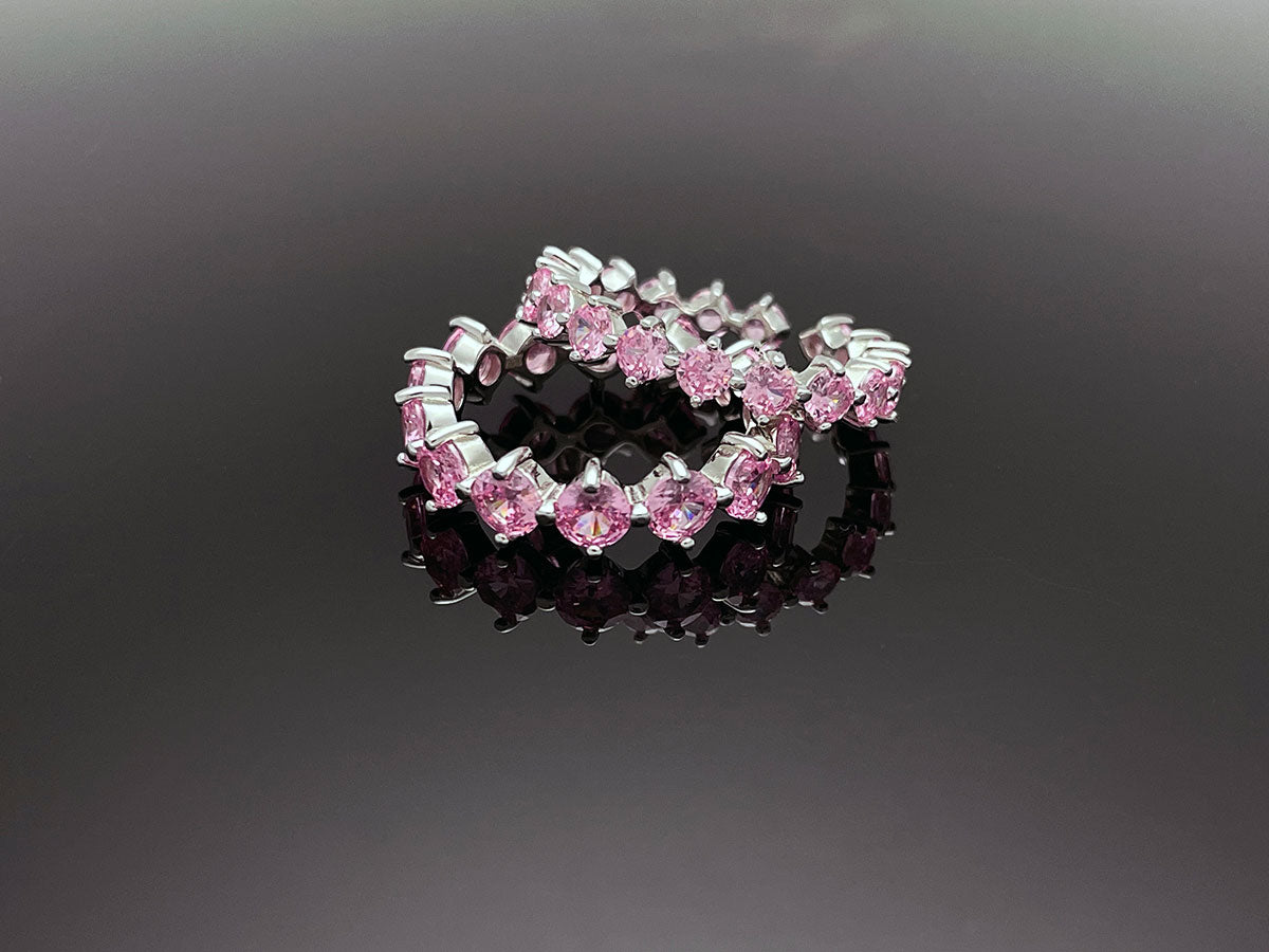 4prong Compass Layered Ring Pink