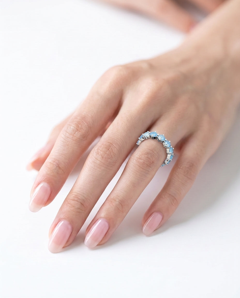 4prong Compass Layered Ring Blue
