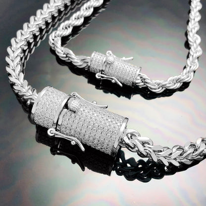 Franco Chain with Iced clasp Necklace 6mm