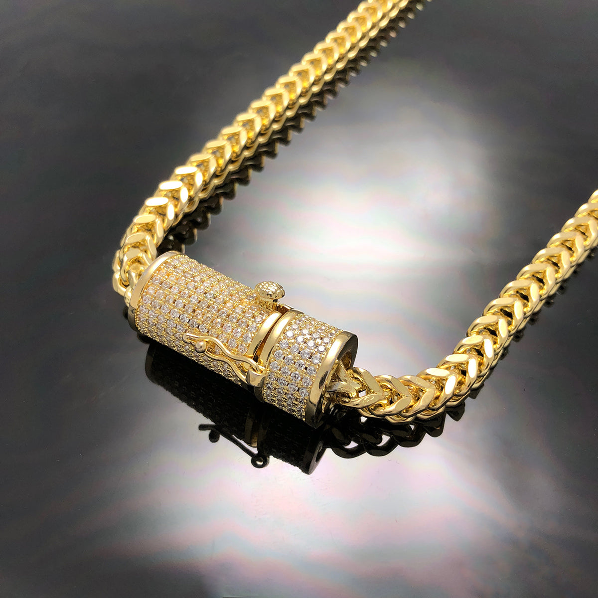 Franco Chain with Iced clasp Necklace 6mm