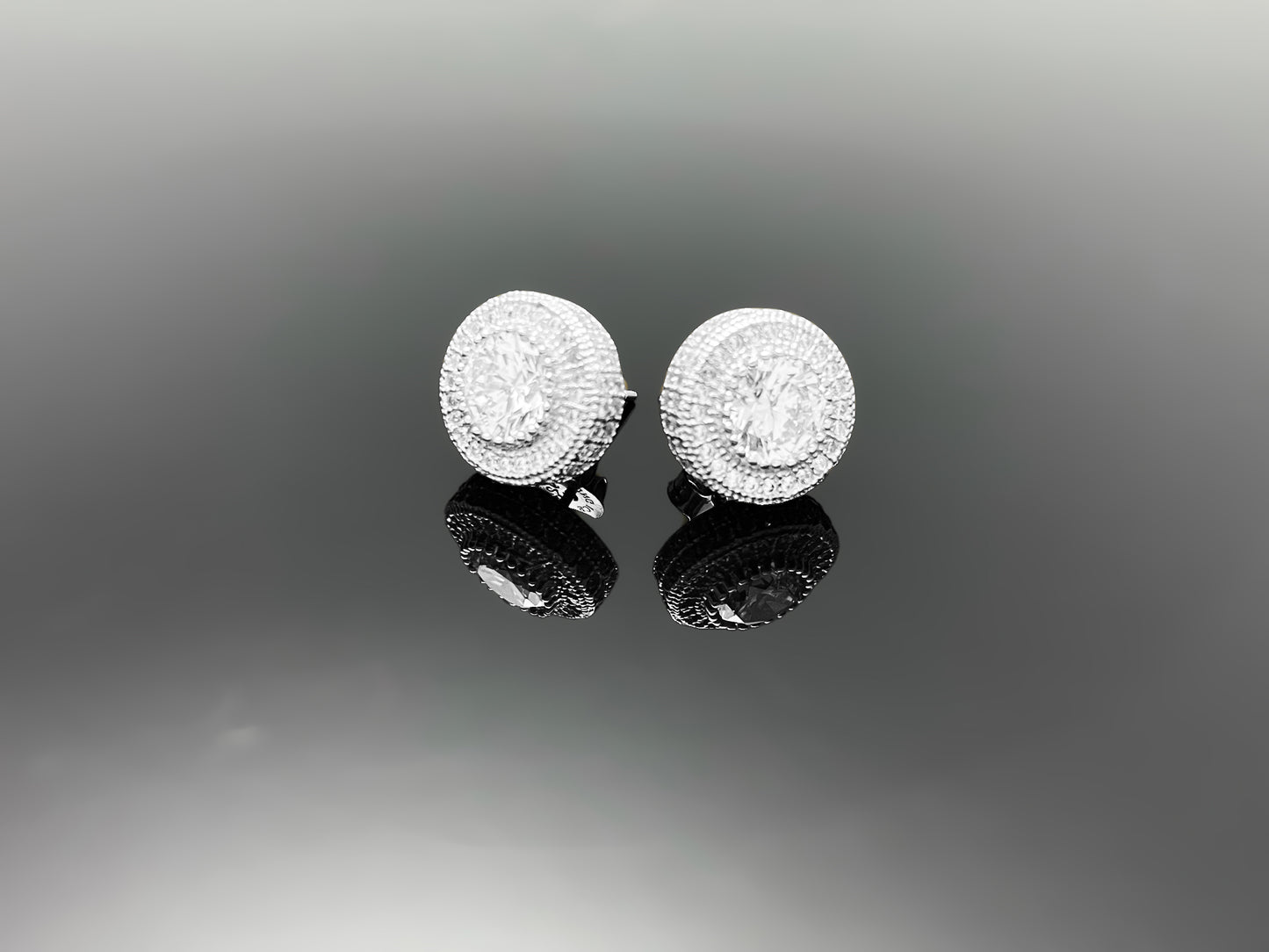 5.8ct Milgrain Halo Stud Earring with Screw Back