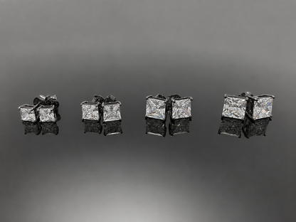Princess Cut Prong setting Stud Earring with Screw Back