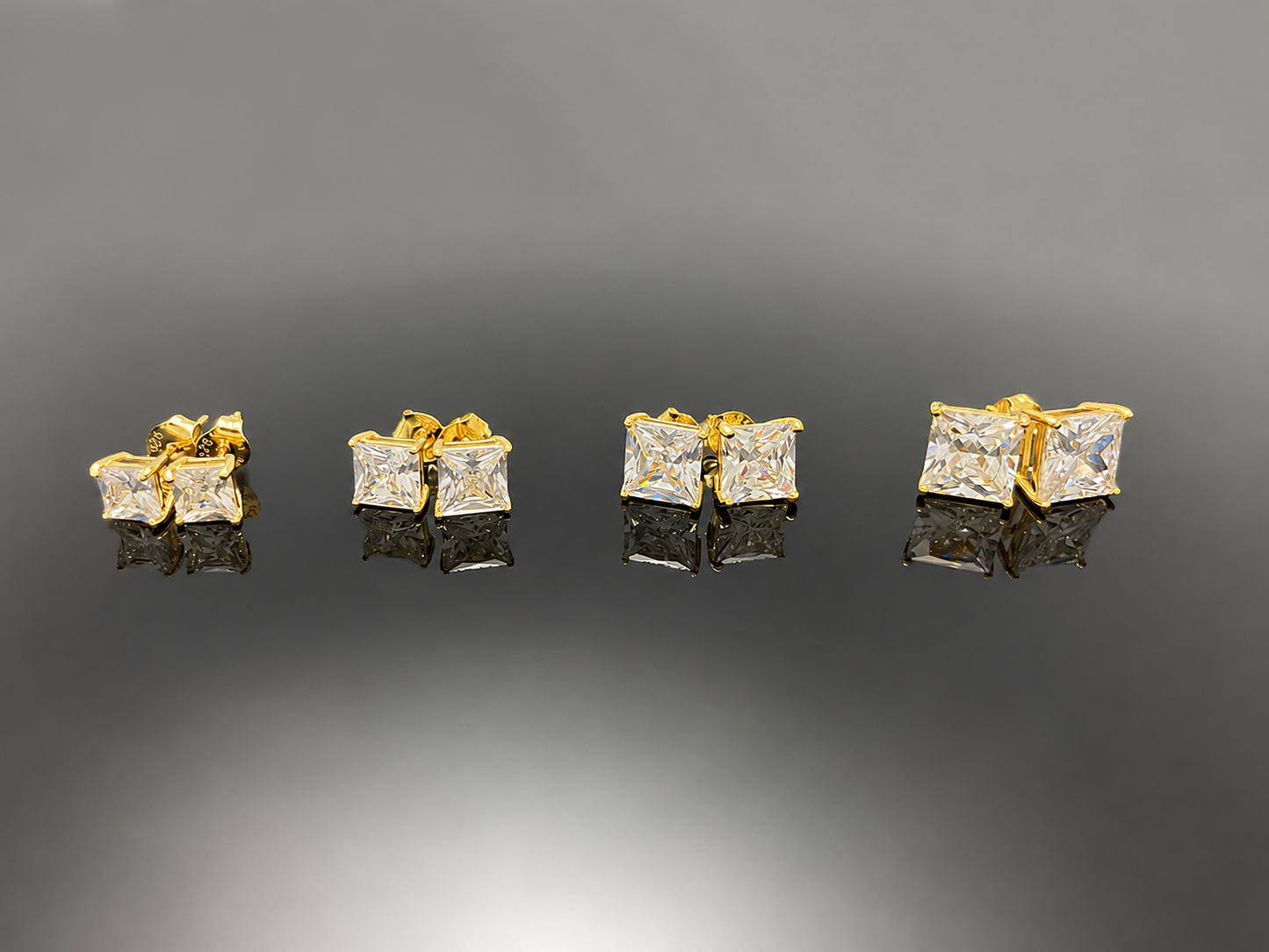 Princess Cut Prong setting Stud Earring with Screw Back