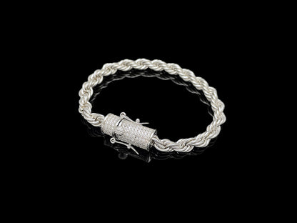 Rope Chain with Iced clasp Bracelet 6mm