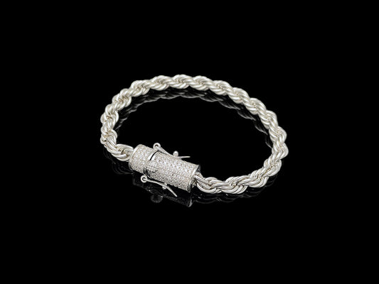 Rope Chain with Iced clasp Bracelet 6mm