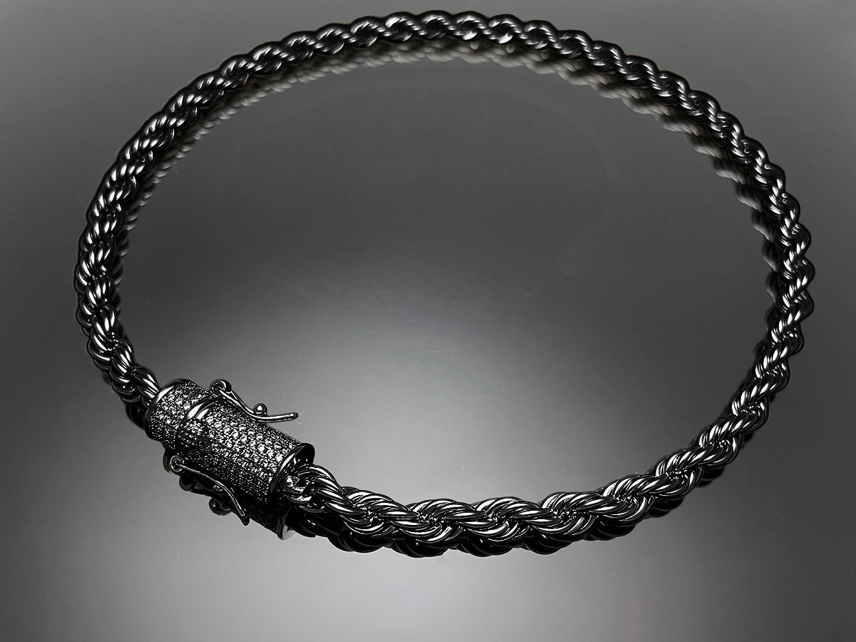 Rope Chain with Iced clasp Necklace 6mm