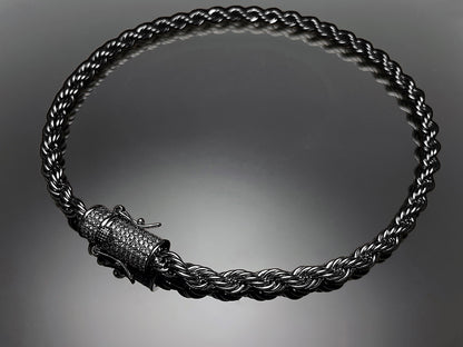 Rope Chain with Iced clasp Necklace 6mm
