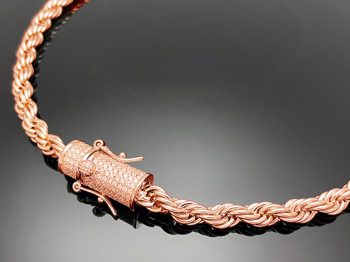 Rope Chain with Iced clasp Necklace 6mm