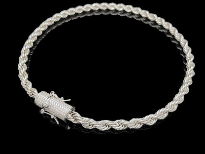 Rope Chain with Iced clasp Necklace 6mm