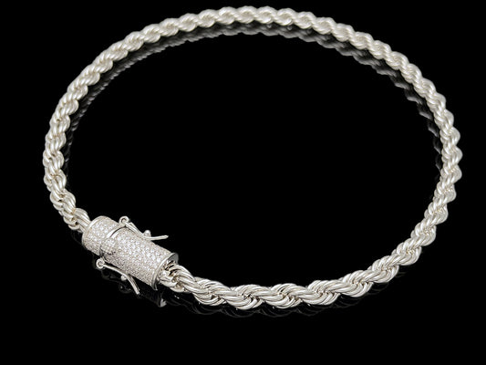 Rope Chain with Iced clasp Necklace 6mm