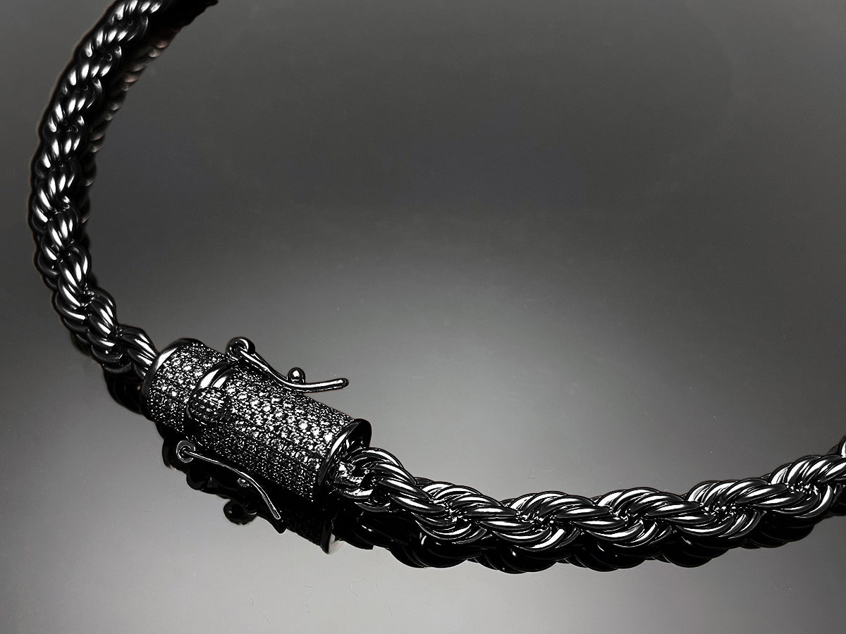 Rope Chain with Iced clasp Necklace 6mm