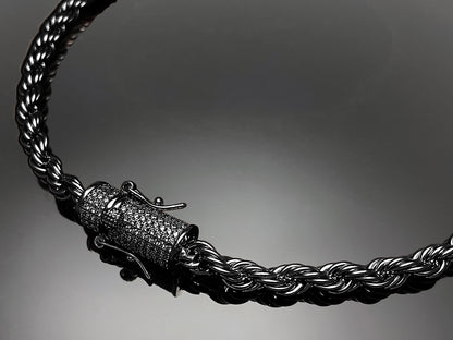 Rope Chain with Iced clasp Necklace 6mm