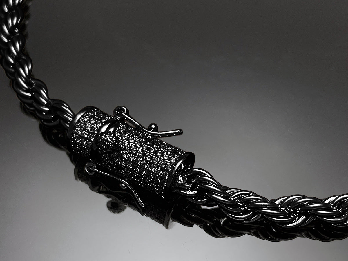 Rope Chain with Iced clasp Necklace 6mm