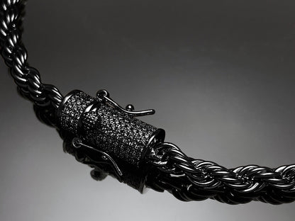 Rope Chain with Iced clasp Necklace 6mm