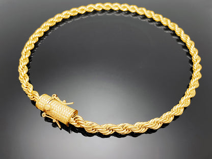 Rope Chain with Iced clasp Necklace 6mm