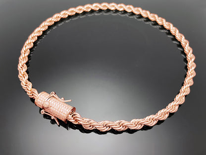 Rope Chain with Iced clasp Necklace 6mm