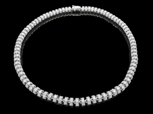 Iced Royal Chain Necklace Sterling Silver