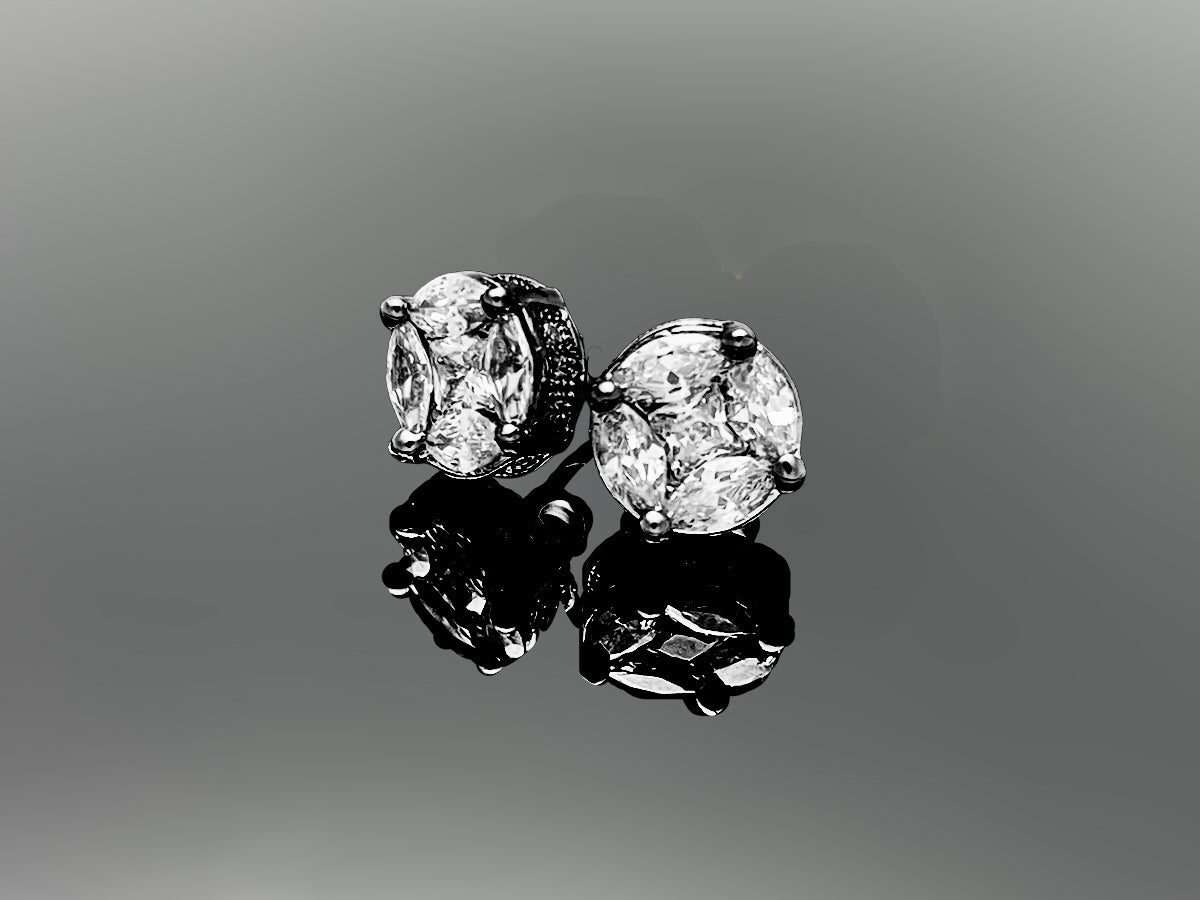 2.5ct Illusion Setting Stud Earring with Screw Back