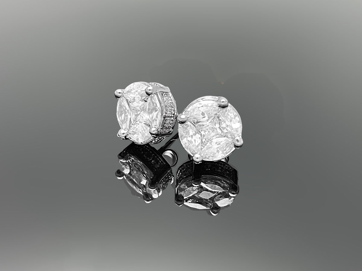 2.5ct Illusion Setting Stud Earring with Screw Back